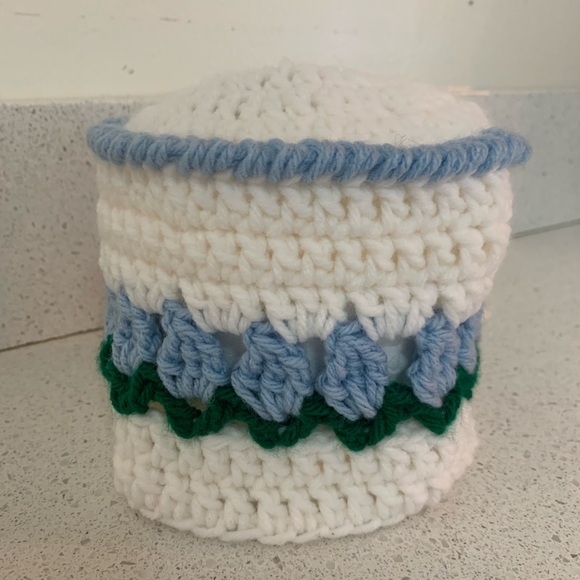 Tulip Flower Toilet Paper Tissue Cover New Light Blue with Green Leaves - Picture 12 of 15